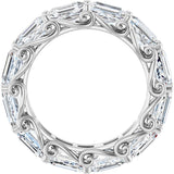 14K Gold Emerald Natural Diamond Sculptural Eternity Band - 5.8x4.2mm Stones - White Gold - view 2