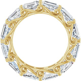 14K Gold Emerald Natural Diamond Sculptural Eternity Band - 5.8x4.2mm Stones - Yellow Gold - view 2