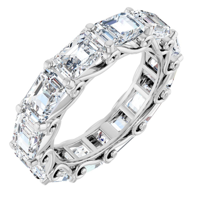 Platinum Emerald Lab-Grown Diamond Sculptural Eternity Band - 5.8x4.2mm Stones