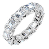 Platinum Emerald Natural Diamond Sculptural Eternity Band - 5.8x4.2mm Stones