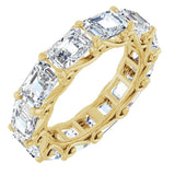 14K Gold Emerald Natural Diamond Sculptural Eternity Band - 5.8x4.2mm Stones - Yellow Gold