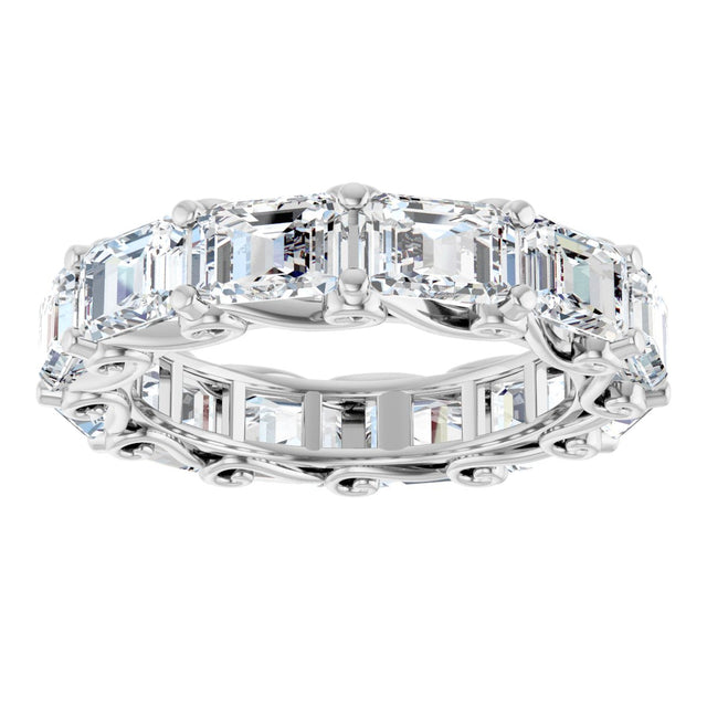 Platinum Emerald Lab-Grown Diamond Sculptural Eternity Band - 5.8x4.2mm Stones - view 3