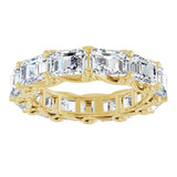 14K Gold Emerald Lab-Grown Diamond Sculptural Eternity Band - 5.8x4.2mm Stones - Yellow Gold - view 3