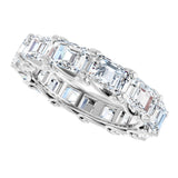 14K Gold Emerald Lab-Grown Diamond Sculptural Eternity Band - 5.8x4.2mm Stones - White Gold - view 5