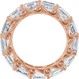 14K Gold Emerald Natural Diamond Sculptural Eternity Band - 5.8x4.2mm Stones - Rose Gold - view 2