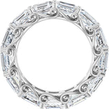14K Gold Emerald Natural Diamond Sculptural Eternity Band - 5.8x4.2mm Stones - White Gold - view 2