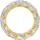 14K Gold Emerald Lab-Grown Diamond Sculptural Eternity Band - 5.8x4.2mm Stones - Yellow Gold - view 2