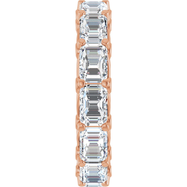 14K Gold Emerald Lab-Grown Diamond Sculptural Eternity Band - 5.8x4.2mm Stones - Rose Gold - view 4