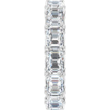 14K Gold Emerald Natural Diamond Sculptural Eternity Band - 5.8x4.2mm Stones - White Gold - view 4
