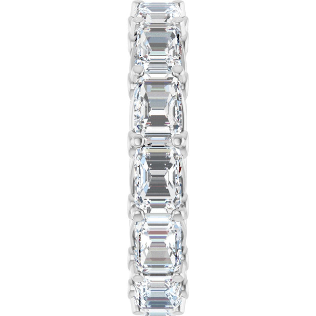 Platinum Emerald Natural Diamond Sculptural Eternity Band - 5.8x4.2mm Stones - view 4