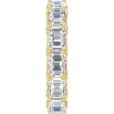 14K Gold Emerald Natural Diamond Sculptural Eternity Band - 5.8x4.2mm Stones - Yellow Gold - view 4
