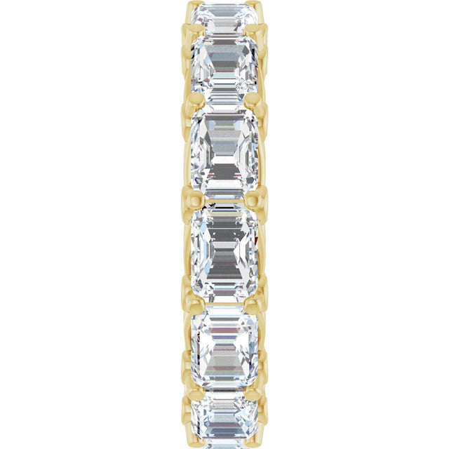 14K Gold Emerald Lab-Grown Diamond Sculptural Eternity Band - 5.8x4.2mm Stones - Yellow Gold - view 4
