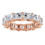 14K Gold Emerald Lab-Grown Diamond Sculptural Eternity Band - 5.8x4.2mm Stones - Rose Gold - view 3