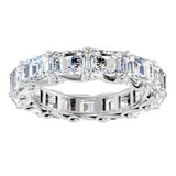 14K Gold Emerald Lab-Grown Diamond Sculptural Eternity Band - 5.8x4.2mm Stones - White Gold - view 3
