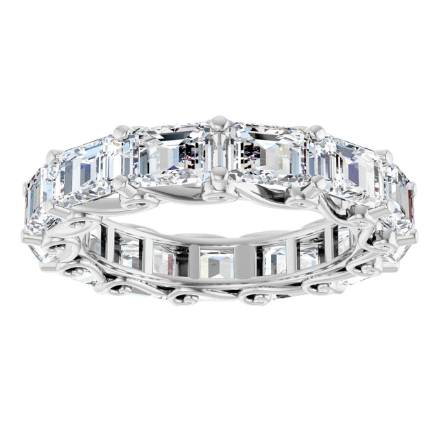 Platinum Emerald Natural Diamond Sculptural Eternity Band - 5.8x4.2mm Stones - view 3