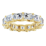 14K Gold Emerald Natural Diamond Sculptural Eternity Band - 5.8x4.2mm Stones - Yellow Gold - view 3