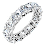 Platinum Emerald Natural Diamond Sculptural Eternity Band - 5.8x4.2mm Stones