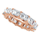 14K Gold Emerald Natural Diamond Sculptural Eternity Band - 5.8x4.2mm Stones - Rose Gold - view 5