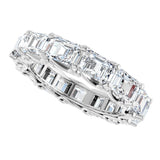 14K Gold Emerald Lab-Grown Diamond Sculptural Eternity Band - 5.8x4.2mm Stones - White Gold - view 5