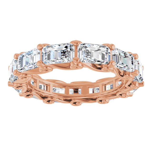 14K Gold Emerald Lab-Grown Diamond Sculptural Eternity Band - 5x3.5mm Stones - Rose Gold - view 3