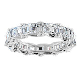 14K Gold Emerald Lab-Grown Diamond Sculptural Eternity Band - 5x3.5mm Stones - White Gold - view 3