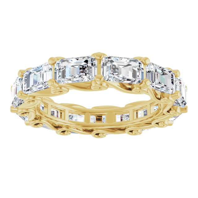 14K Gold Emerald Lab-Grown Diamond Sculptural Eternity Band - 5x3.5mm Stones - Yellow Gold - view 3