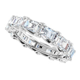 Platinum Emerald Natural Diamond Sculptural Eternity Band - 5x3.5mm Stones - view 5