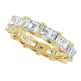 14K Gold Emerald Lab-Grown Diamond Sculptural Eternity Band - 5x3.5mm Stones - Yellow Gold - view 5