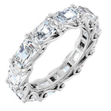 14K Gold Emerald Natural Diamond Sculptural Eternity Band - 5x3.5mm Stones - White Gold