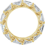 14K Gold Emerald Natural Diamond Sculptural Eternity Band - 5x3.5mm Stones - Yellow Gold - view 2