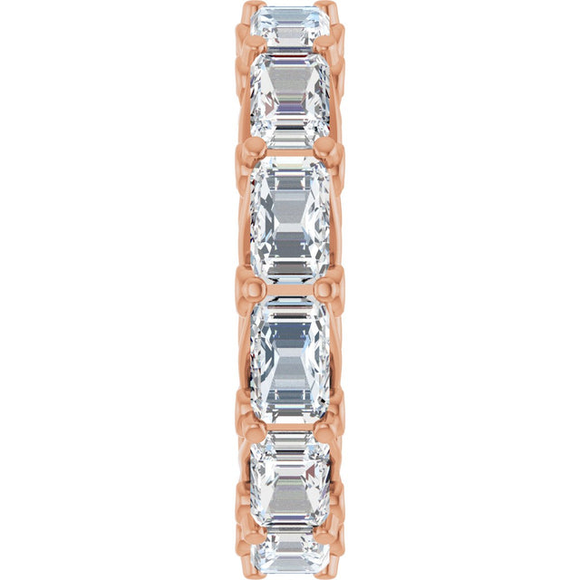 14K Gold Emerald Lab-Grown Diamond Sculptural Eternity Band - 5x3.5mm Stones - Rose Gold - view 4