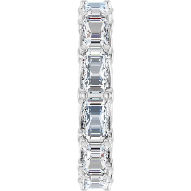 14K Gold Emerald Natural Diamond Sculptural Eternity Band - 5x3.5mm Stones - White Gold - view 4