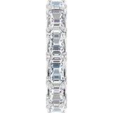 14K Gold Emerald Lab-Grown Diamond Sculptural Eternity Band - 5x3.5mm Stones - White Gold - view 4