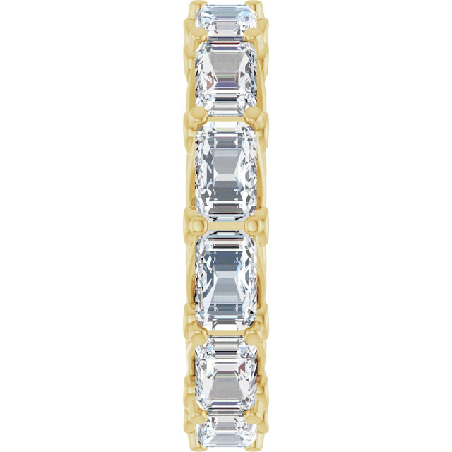 14K Gold Emerald Natural Diamond Sculptural Eternity Band - 5x3.5mm Stones - Yellow Gold - view 4