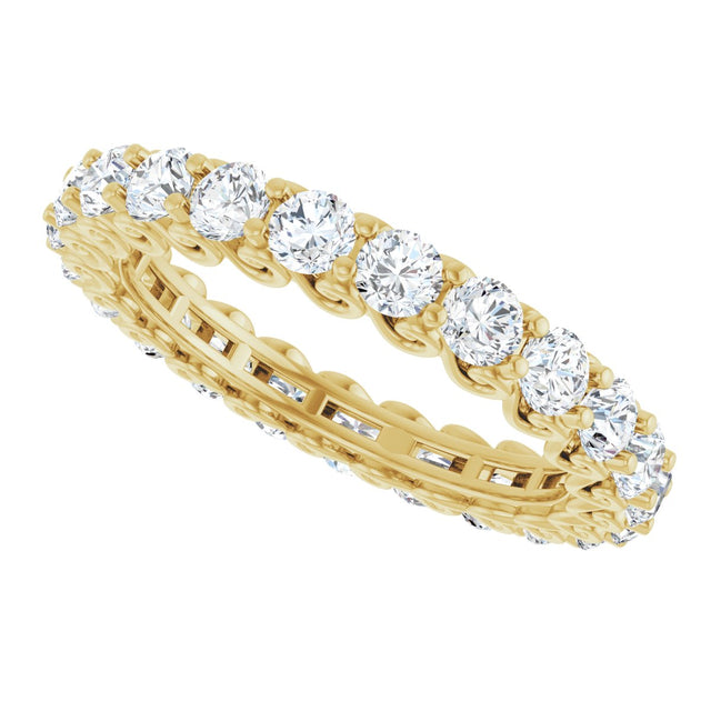 14K Gold Round Lab-Grown Diamond Sculptural Eternity Band - 2.5mm Stones - Yellow Gold - view 5