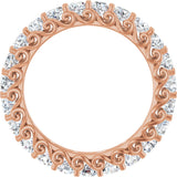 14K Gold Round Natural Diamond Sculptural Eternity Band - 2.5mm Stones - Rose Gold - view 2