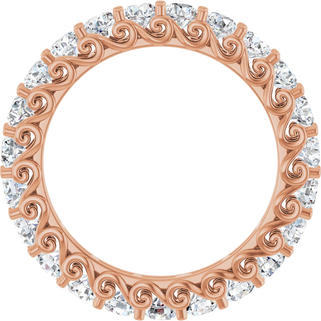 14K Gold Round Lab-Grown Diamond Sculptural Eternity Band - 2.5mm Stones - Rose Gold - view 2