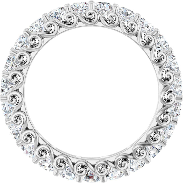 14K Gold Round Lab-Grown Diamond Sculptural Eternity Band - 2.5mm Stones - White Gold - view 2