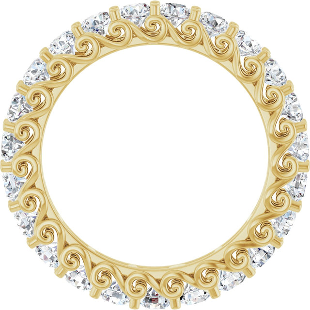14K Gold Round Lab-Grown Diamond Sculptural Eternity Band - 2.5mm Stones - Yellow Gold - view 2