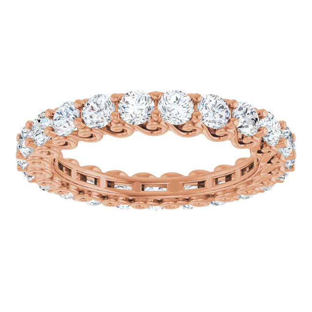14K Gold Round Lab-Grown Diamond Sculptural Eternity Band - 2.5mm Stones - Rose Gold - view 3