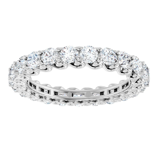 14K Gold Round Natural Diamond Sculptural Eternity Band - 2.5mm Stones - White Gold - view 2
