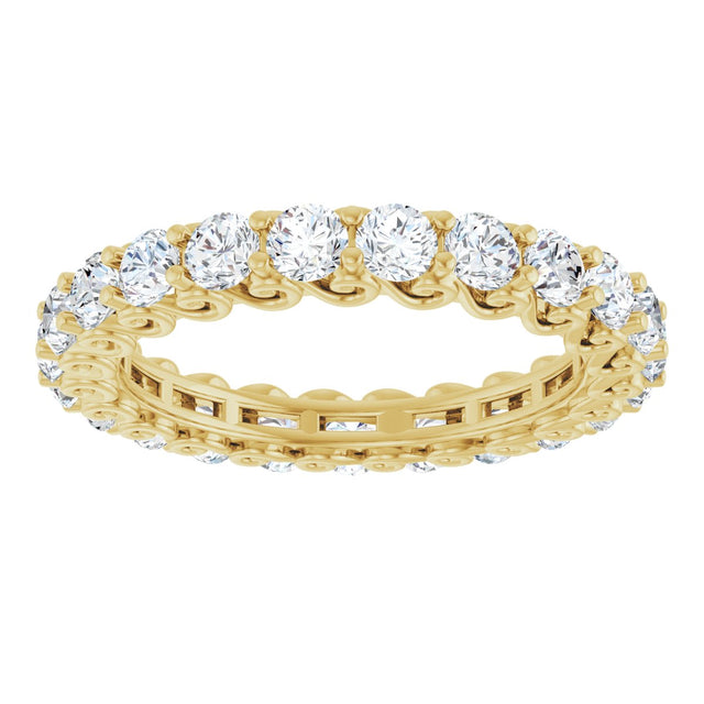 14K Gold Round Lab-Grown Diamond Sculptural Eternity Band - 2.5mm Stones - Yellow Gold - view 3