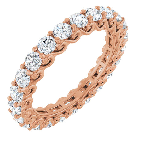 14K Gold Round Lab-Grown Diamond Sculptural Eternity Band - 2.5mm Stones - Rose Gold