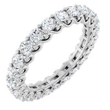 14K Gold Round Natural Diamond Sculptural Eternity Band - 2.5mm Stones - White Gold