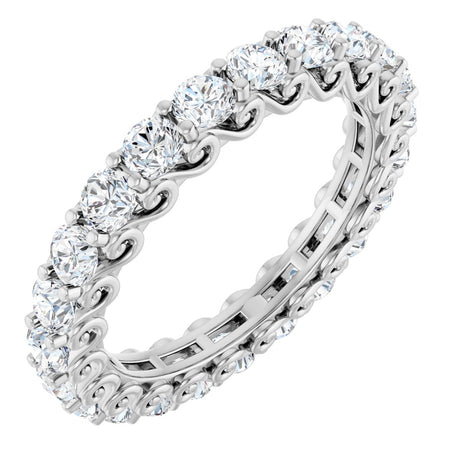 14K Gold Round Lab-Grown Diamond Sculptural Eternity Band - 2.5mm Stones - White Gold
