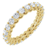 14K Gold Round Natural Diamond Sculptural Eternity Band - 2.5mm Stones - Yellow Gold