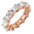 14K Gold Emerald Natural Diamond Sculptural Eternity Band - 5x3.5mm Stones - Rose Gold