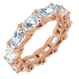 14K Gold Emerald Natural Diamond Sculptural Eternity Band - 5x3.5mm Stones - Rose Gold
