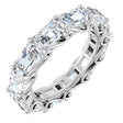 Platinum Emerald Natural Diamond Sculptural Eternity Band - 5x3.5mm Stones