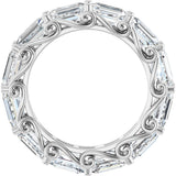 14K Gold Emerald Natural Diamond Sculptural Eternity Band - 5x3.5mm Stones - White Gold - view 2